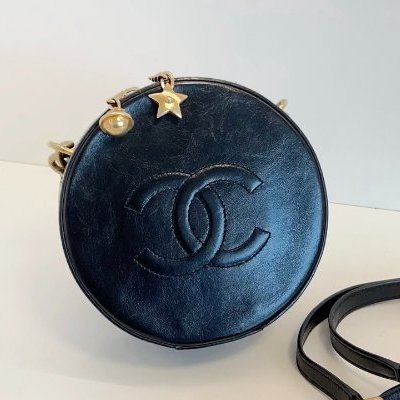 香奈兒/Chanel 黑金油蠟皮星月圓餅包-5