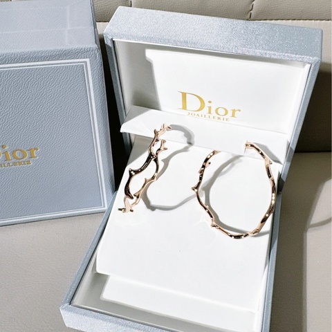 Dior 迪奧 珠寶 Bois de Rose 玫瑰荊棘大圈耳環，18K玫瑰金