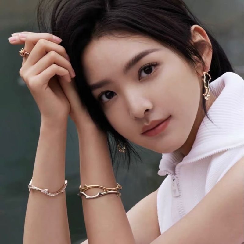 Dior 迪奧 珠寶 Bois de Rose 玫瑰花荊棘大圈耳環，18K黃金-8