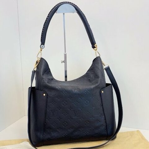 近新品 路易威登/Louis Vuitton 黑金全皮壓花Melie Hobo三用托特包
