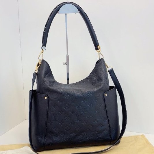 近新品 路易威登/Louis Vuitton 黑金全皮壓花Melie Hobo三用托特包-0