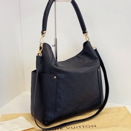 近新品 路易威登/Louis Vuitton 黑金全皮壓花Melie Hobo三用托特包-1