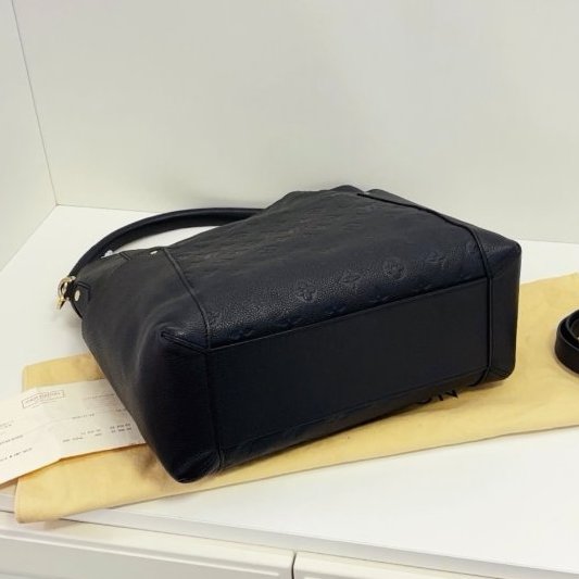 近新品 路易威登/Louis Vuitton 黑金全皮壓花Melie Hobo三用托特包-6