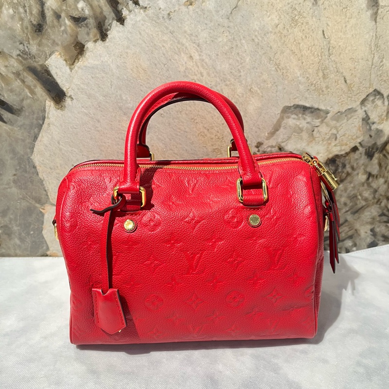 Louis Vuitton紅壓紋牛皮 Speedy25-1