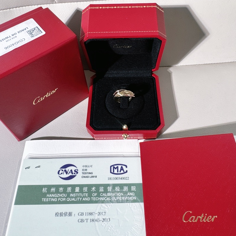 Cartier卡地亞 Trinity三色金七環戒指，48號-1
