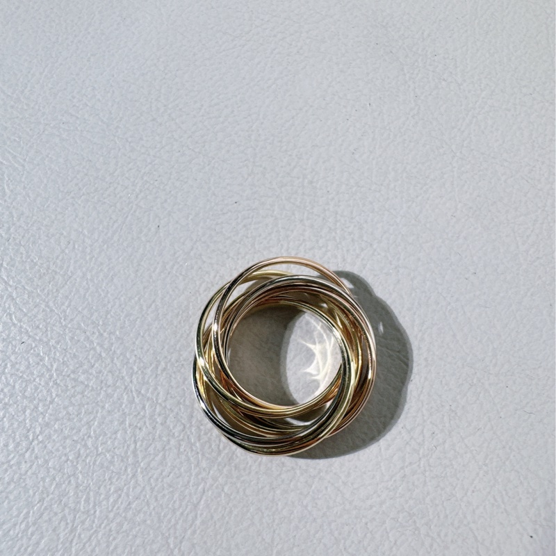 Cartier卡地亞 Trinity三色金七環戒指，48號-7