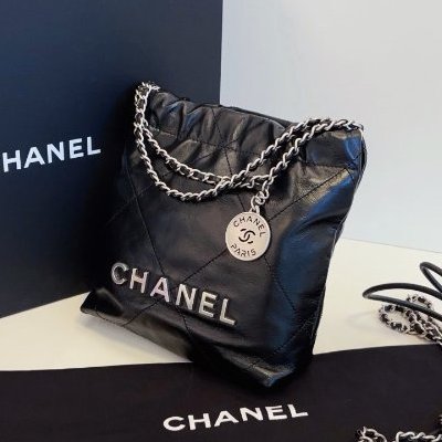 閒置新 香奈兒/Chanel 黑銀mini 22Bag垃圾袋-2