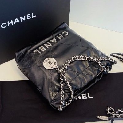 閒置新 香奈兒/Chanel 黑銀mini 22Bag垃圾袋-3