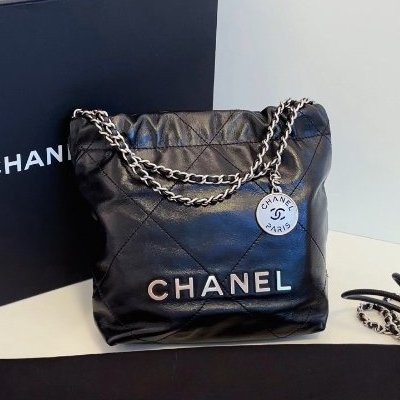 閒置新 香奈兒/Chanel 黑銀mini 22Bag垃圾袋-5