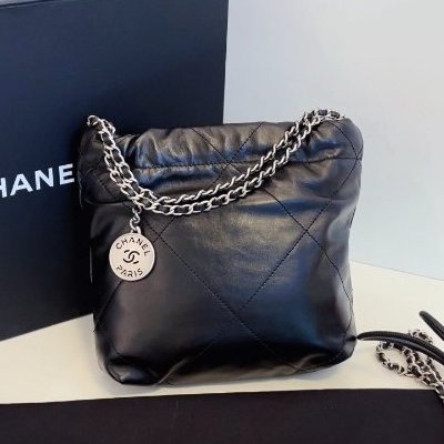 閒置新 香奈兒/Chanel 黑銀mini 22Bag垃圾袋-6