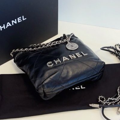 閒置新 香奈兒/Chanel 黑銀mini 22Bag垃圾袋-7