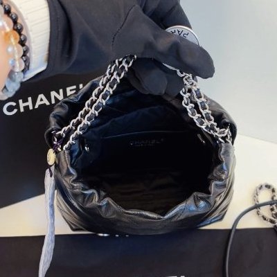 閒置新 香奈兒/Chanel 黑銀mini 22Bag垃圾袋-8