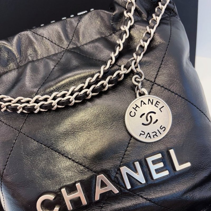 閒置新 香奈兒/Chanel 黑銀mini 22Bag垃圾袋-9
