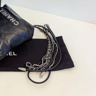 閒置新 香奈兒/Chanel 黑銀mini 22Bag垃圾袋-10