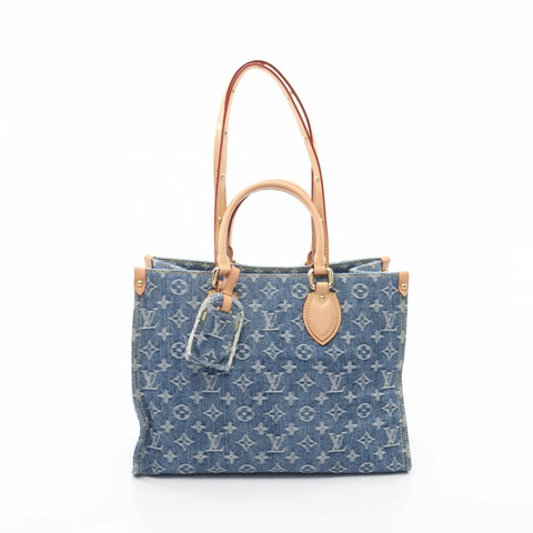 路易威登 OnTheGo MM LV Remix Monogram 牛仔布手提包 女士皮革 藍色 M46871