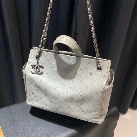 香奈兒/Chanel 牛奶盒子灰色牛皮托特包