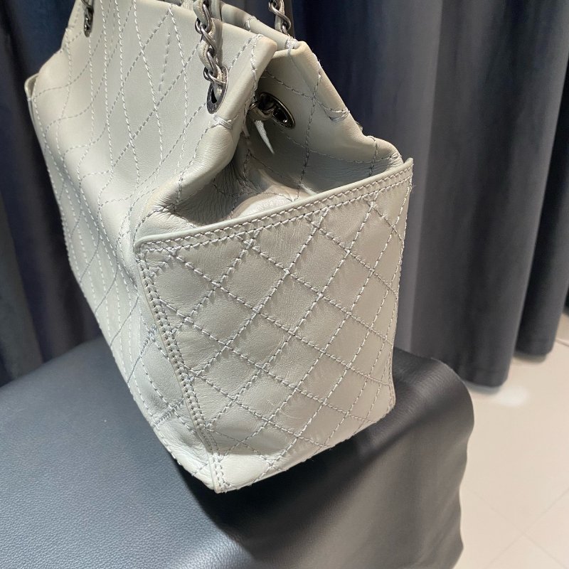 香奈兒/Chanel 牛奶盒子灰色牛皮托特包-2