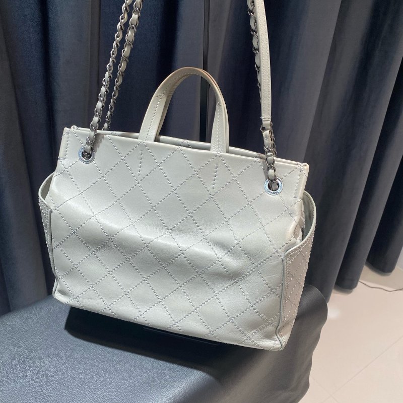 香奈兒/Chanel 牛奶盒子灰色牛皮托特包-6