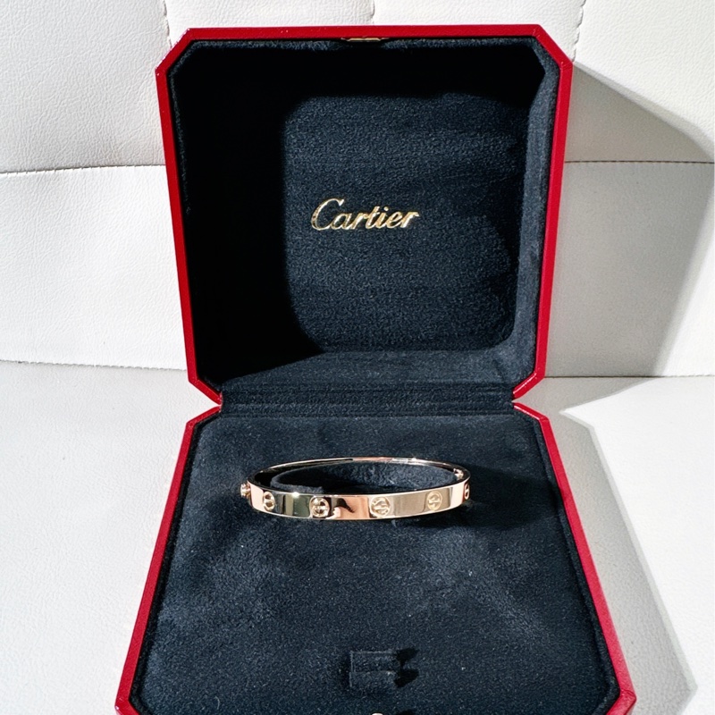 Cartier卡地亞 love系列 寬版玫瑰金手鐲，17 號 第四代-1