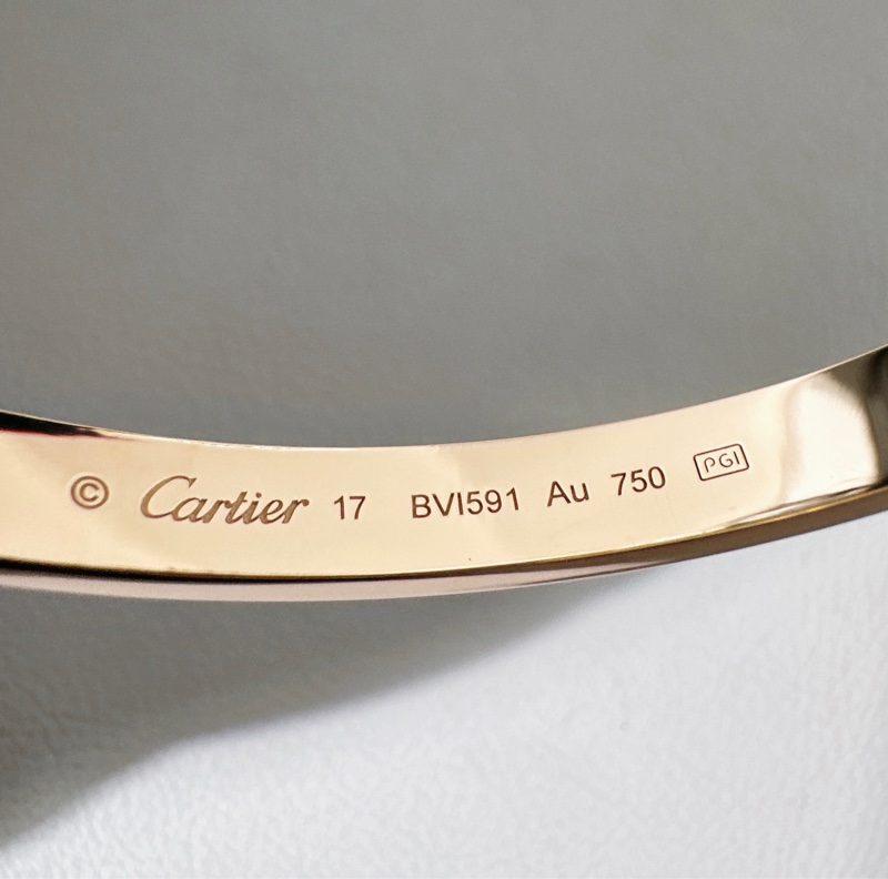Cartier卡地亞 love系列 寬版玫瑰金手鐲，17 號 第四代-5