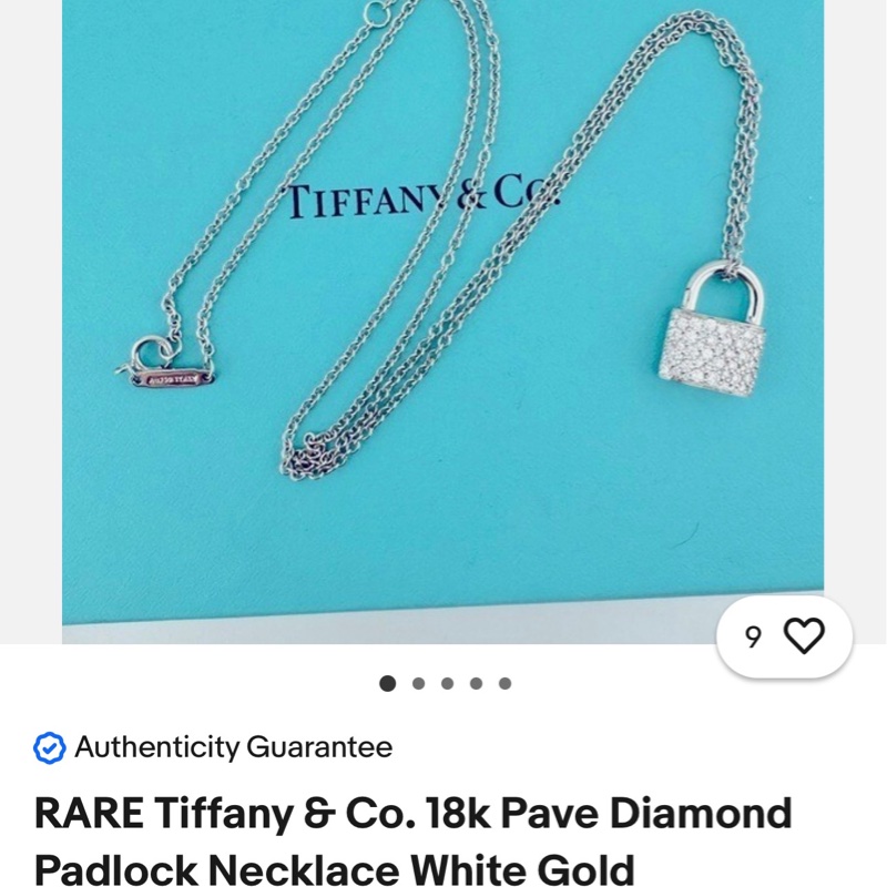 TIFFANY蒂芙尼 18K白金滿鑽鎖頭項鍊-6