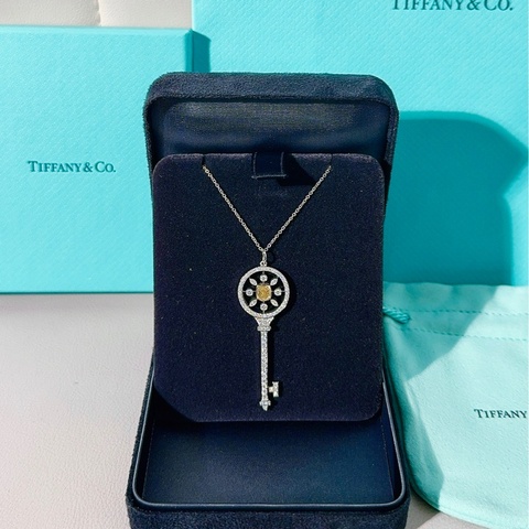 Tiffany蒂芙尼 Keys系列 鉑金滿鑽萬花筒鑰匙項鍊，大號