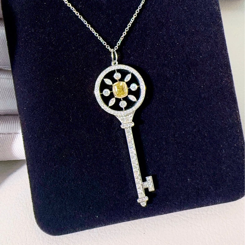 Tiffany蒂芙尼 Keys系列 鉑金滿鑽萬花筒鑰匙項鍊，大號-1