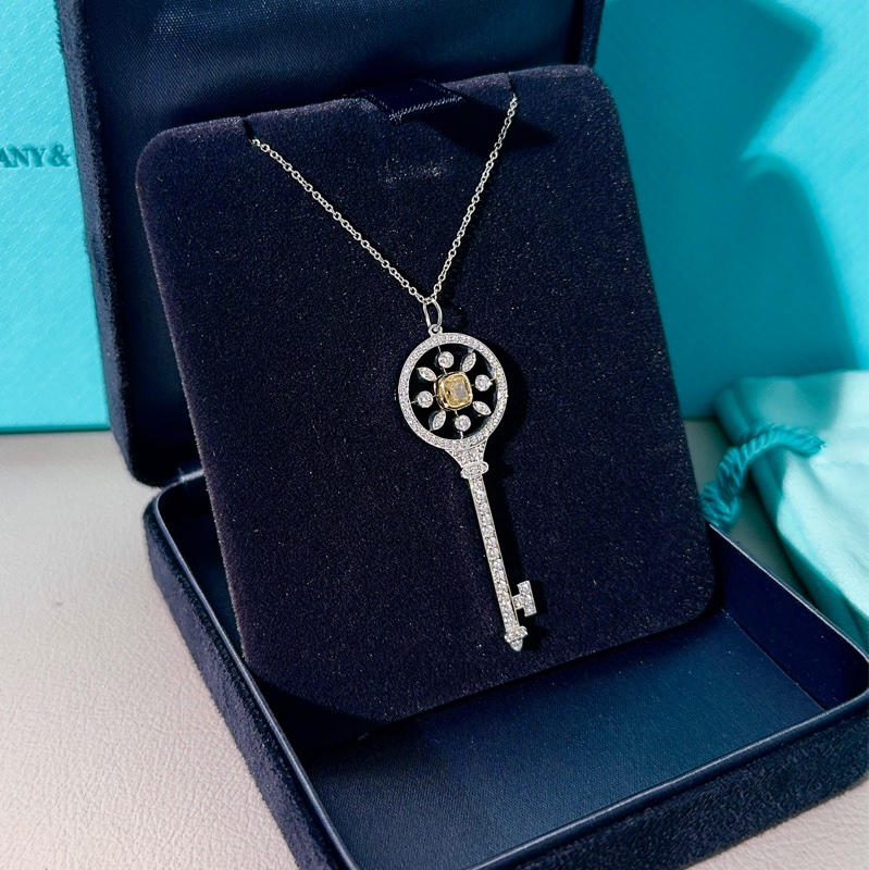 Tiffany蒂芙尼 Keys系列 鉑金滿鑽萬花筒鑰匙項鍊，大號-2