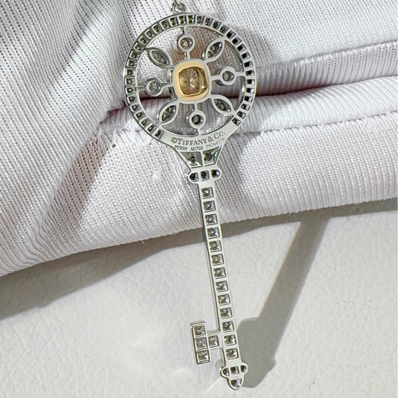 Tiffany蒂芙尼 Keys系列 鉑金滿鑽萬花筒鑰匙項鍊，大號-5