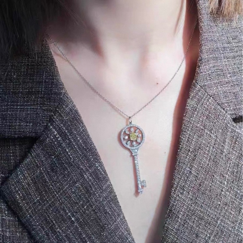 Tiffany蒂芙尼 Keys系列 鉑金滿鑽萬花筒鑰匙項鍊，大號-6
