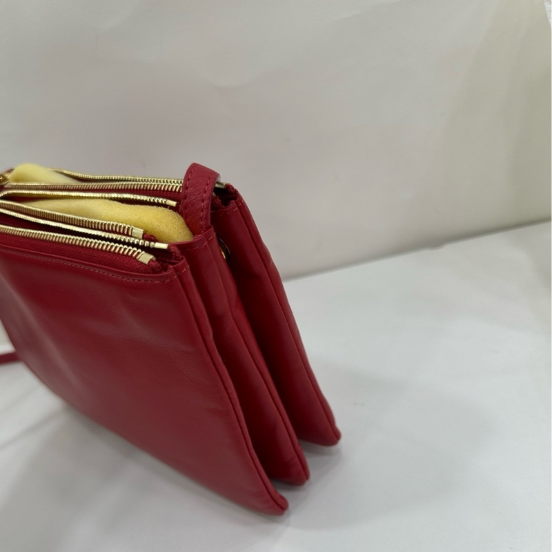CELINE trio 小號 紅色 羊皮 三層包-3