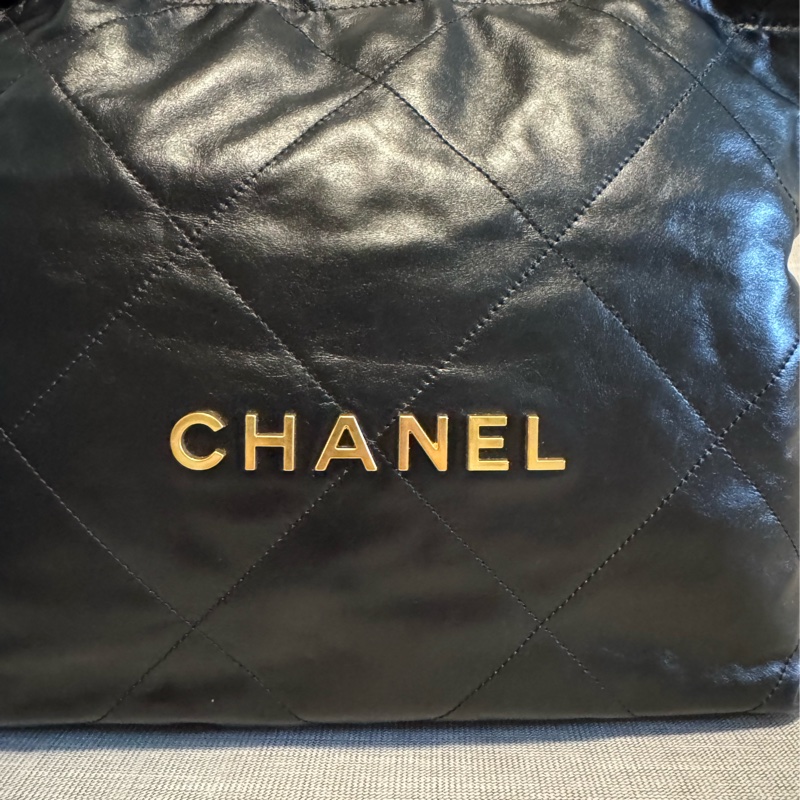 CHANEL 香奈兒 22 Bag, 小號hobo黑金垃圾袋-5