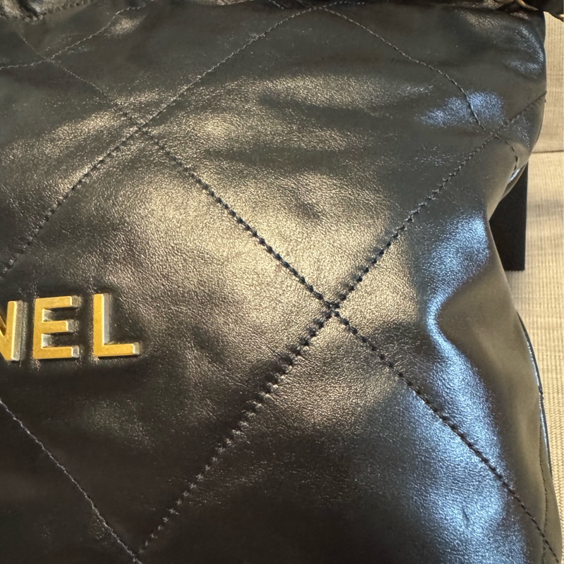 CHANEL 香奈兒 22 Bag, 小號hobo黑金垃圾袋-8