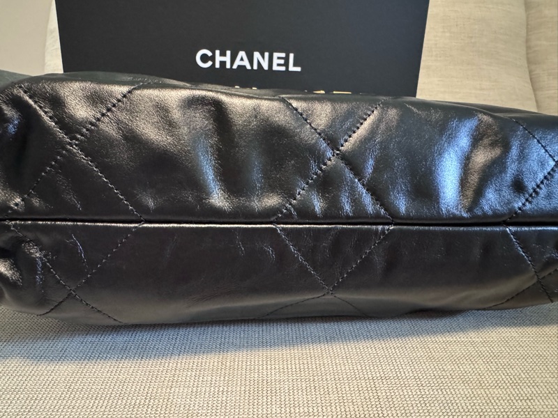 CHANEL 香奈兒 22 Bag, 小號hobo黑金垃圾袋-27