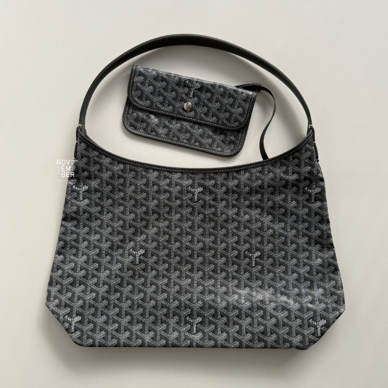 98新🩶 有購證🙌🏻 Goyard 戈雅 Hobo 灰-0