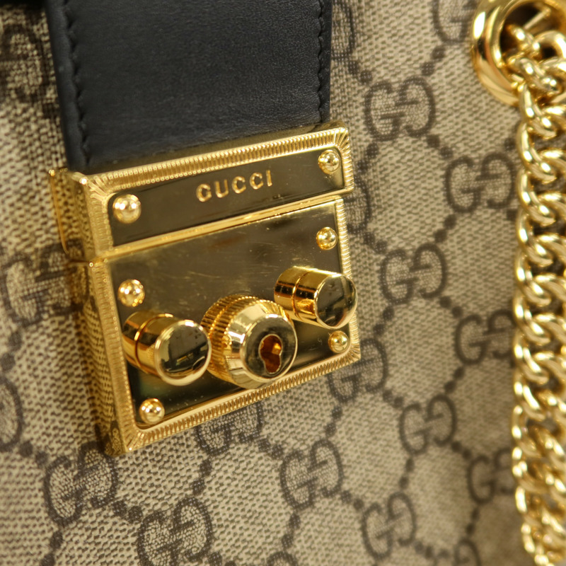 GUCCI 塗層帆布Padlock Small鏈帶肩背袋-10