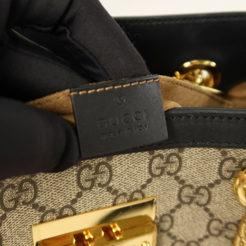 GUCCI 塗層帆布Padlock Small鏈帶肩背袋-12