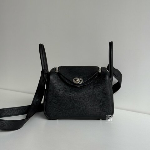 99新🆕 Hermès 愛馬仕 Mini Lindy 黑色銀釦一代