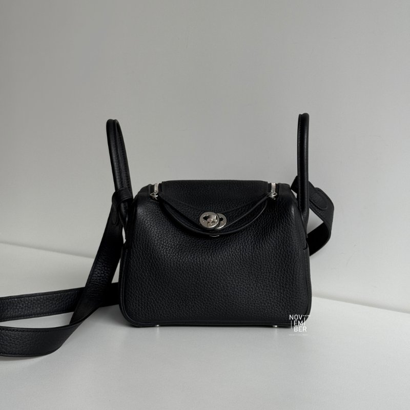 99新🆕 Hermès 愛馬仕 Mini Lindy 黑色銀釦一代-0