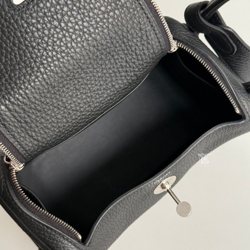 99新🆕 Hermès 愛馬仕 Mini Lindy 黑色銀釦一代-3