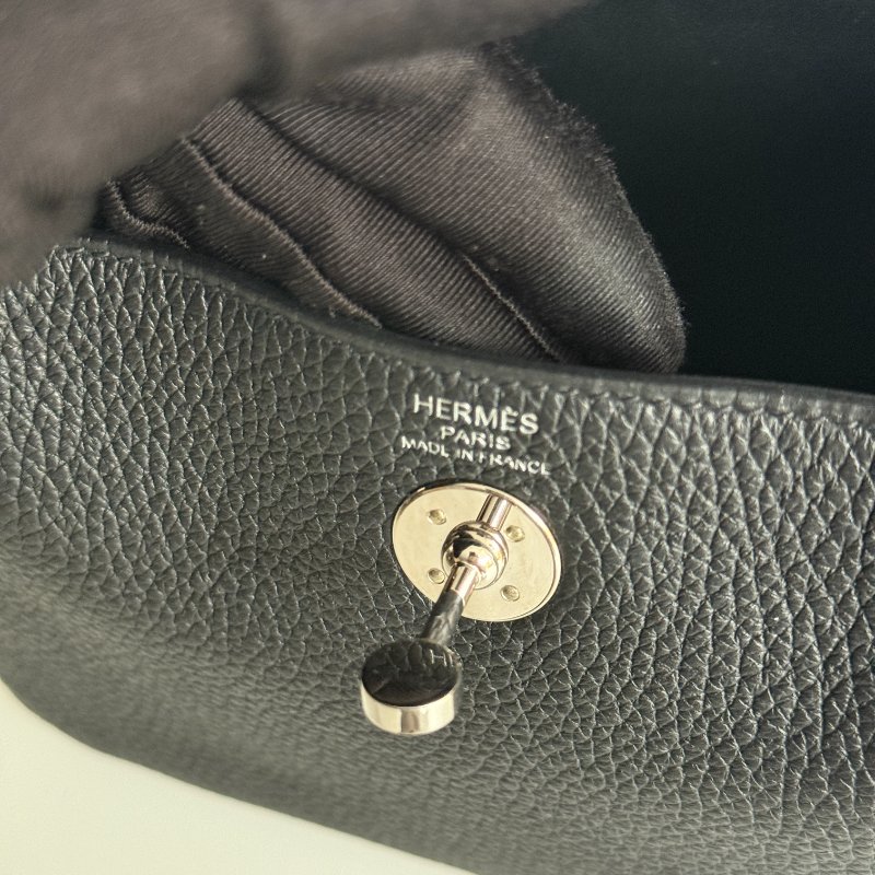 99新🆕 Hermès 愛馬仕 Mini Lindy 黑色銀釦一代-13