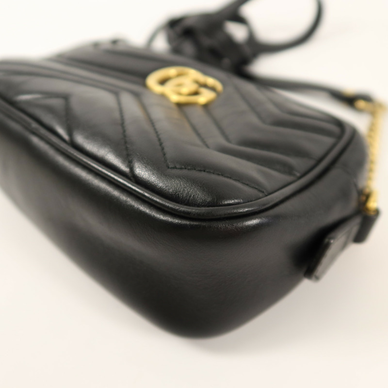 GUCCI 牛皮皮革GG Marmont Mini鏈帶肩背袋-4