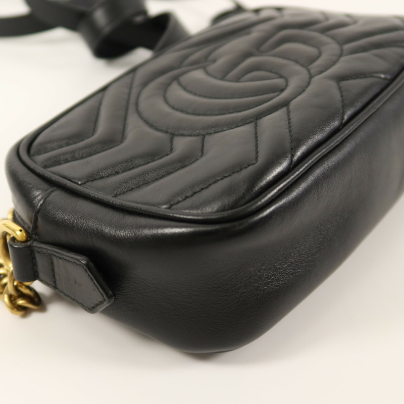 GUCCI 牛皮皮革GG Marmont Mini鏈帶肩背袋-5
