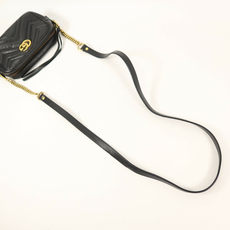 GUCCI 牛皮皮革GG Marmont Mini鏈帶肩背袋-15