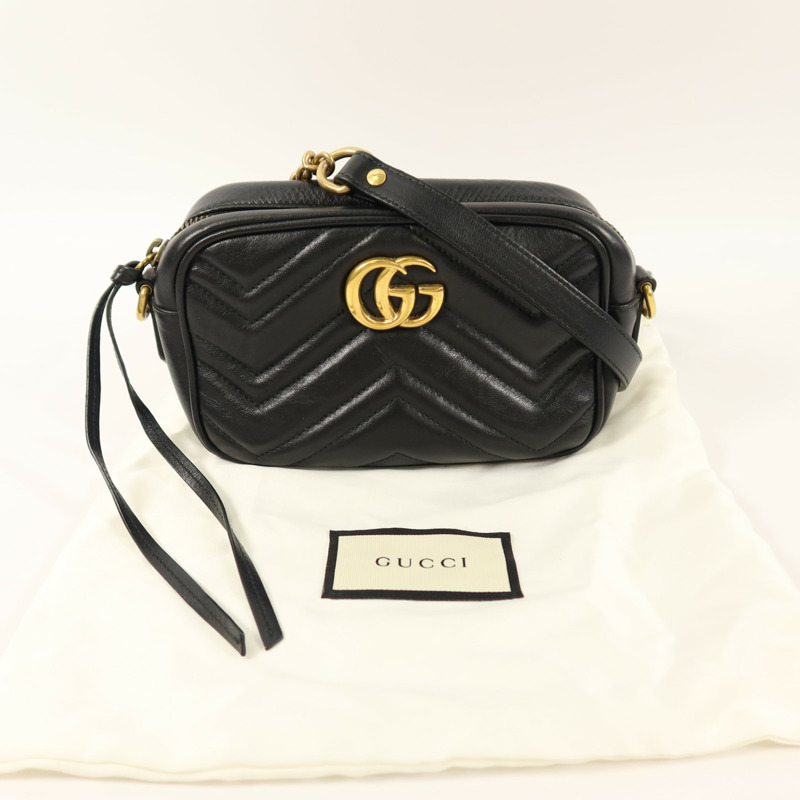 GUCCI 牛皮皮革GG Marmont Mini鏈帶肩背袋-17