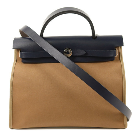 HERMES 帆布Herbag PM手挽肩背兩用袋Etoupe