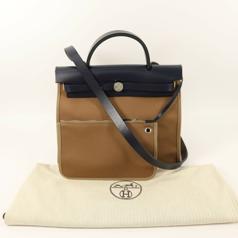 HERMES 帆布Herbag PM手挽肩背兩用袋Etoupe-14