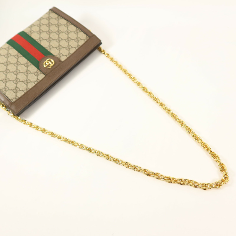 GUCCI 塗層帆布Ophidia GG鏈帶肩背袋-4