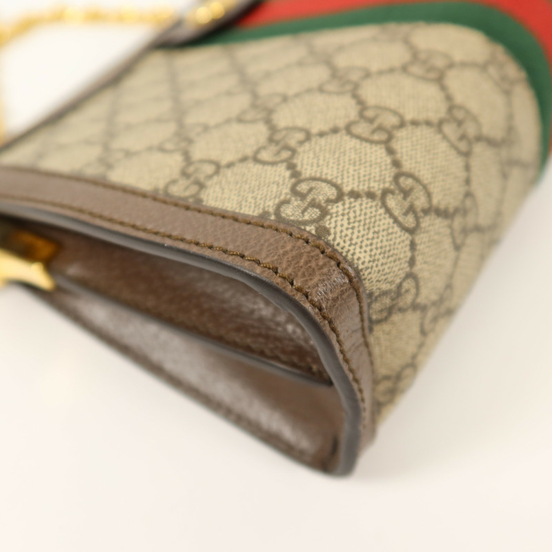 GUCCI 塗層帆布Ophidia GG鏈帶肩背袋-7