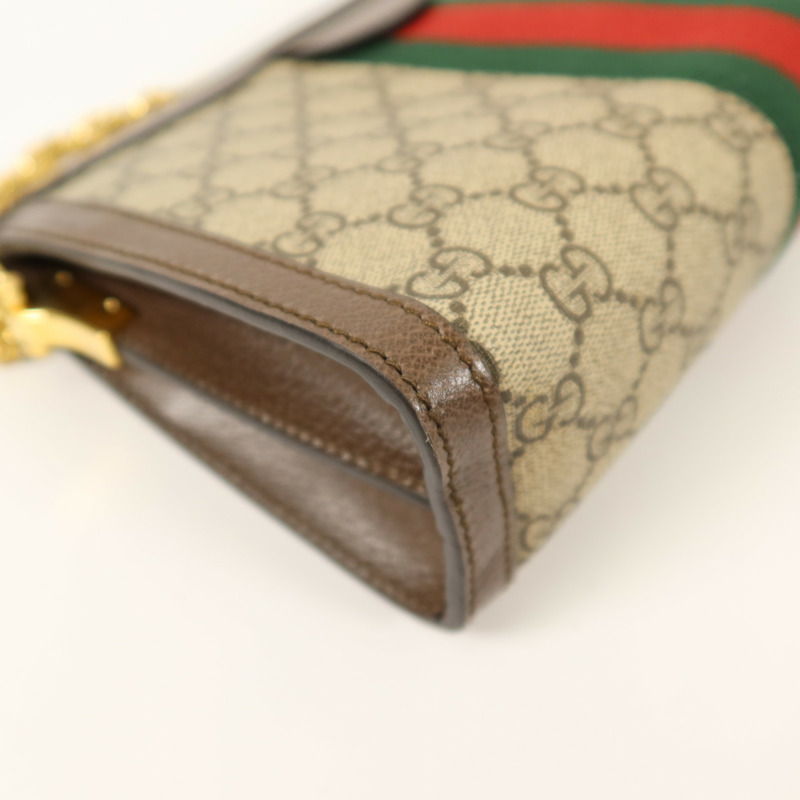 GUCCI 塗層帆布Ophidia GG鏈帶肩背袋-9